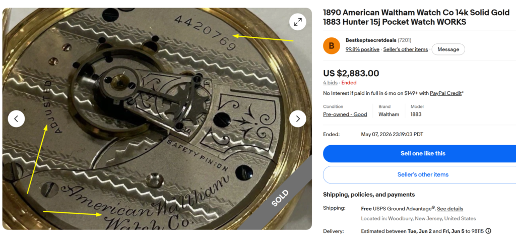 Pocket Watch Movement Markings
