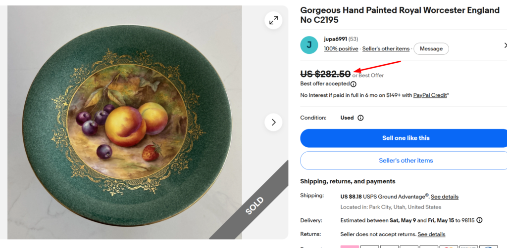 Royal Worcester Painted Fruit Plates