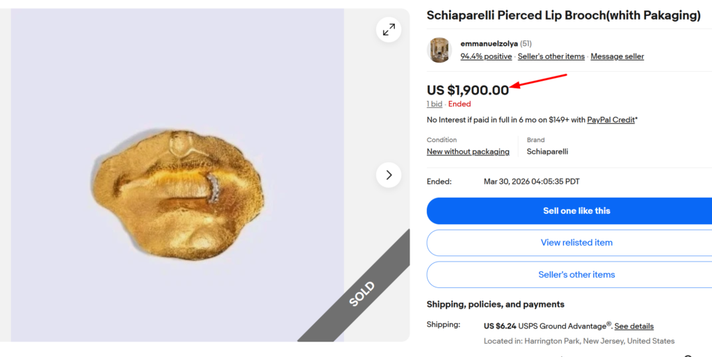 Schiaparelli Pierced Lip Brooch