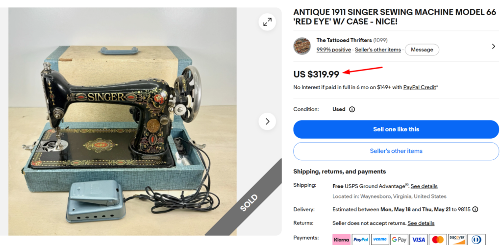 Singer Model 66 Red Eye Machine