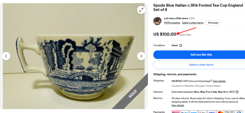 Spode Blue Italian Tea Cups