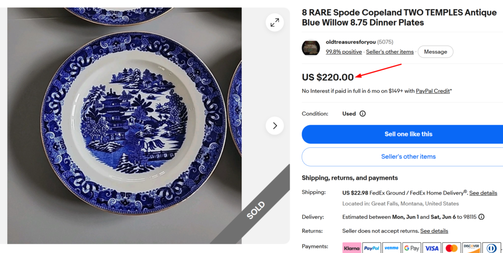 Spode Copeland Blue Willow Dinner Plates