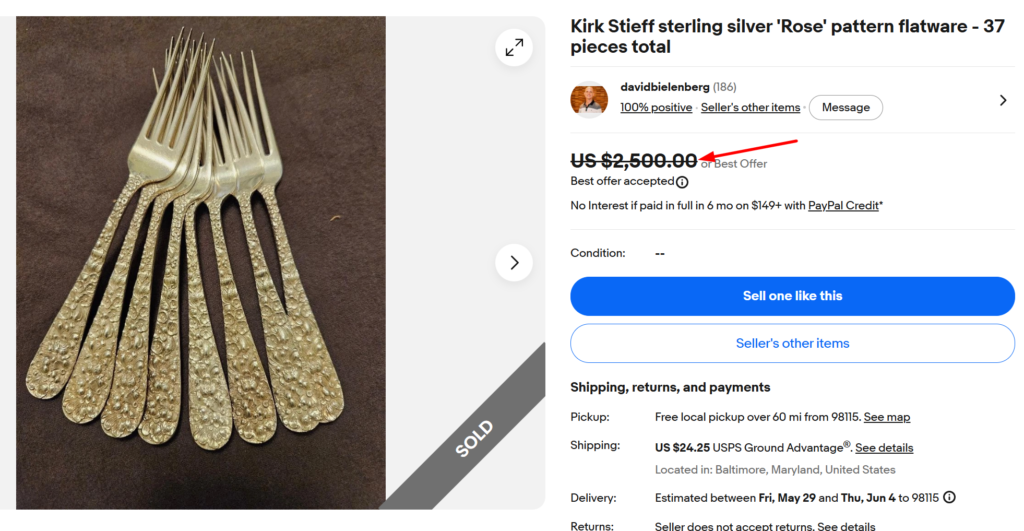 Stieff Rose Pattern Flatware