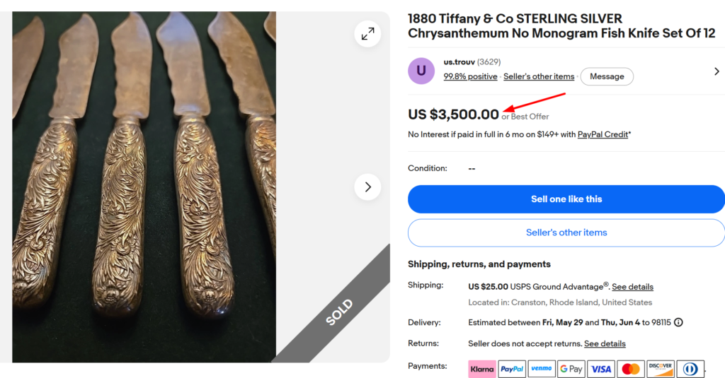 Tiffany & Co. Chrysanthemum Fish Knife Set