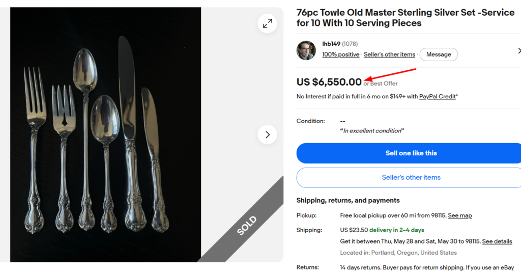 Towle Old Master Sterling Flatware Set
