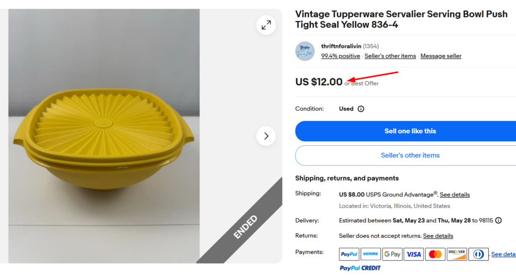 Tupper Push-Button Servalier Bowl