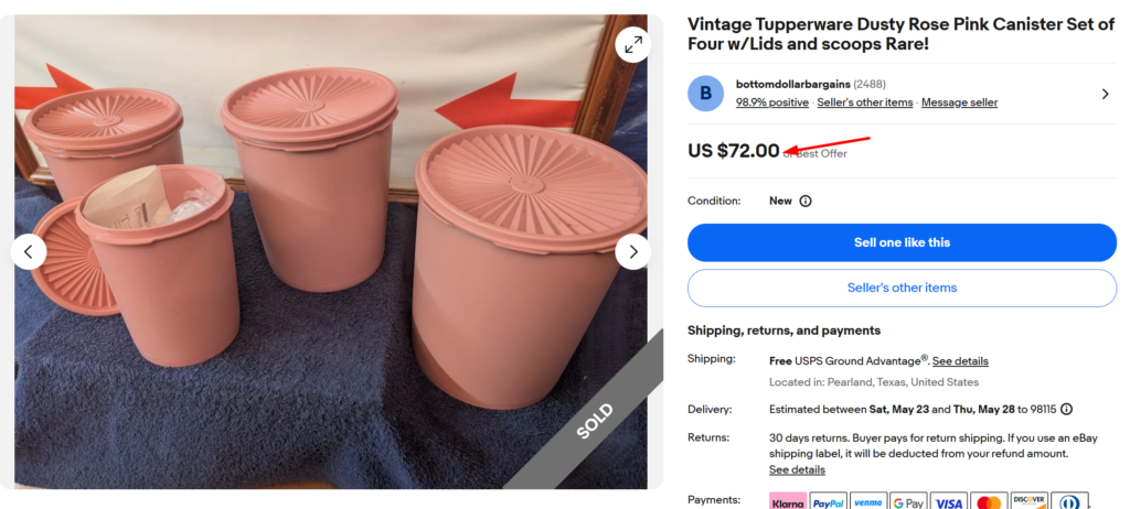 Tupperware Pastel Pink Canisters