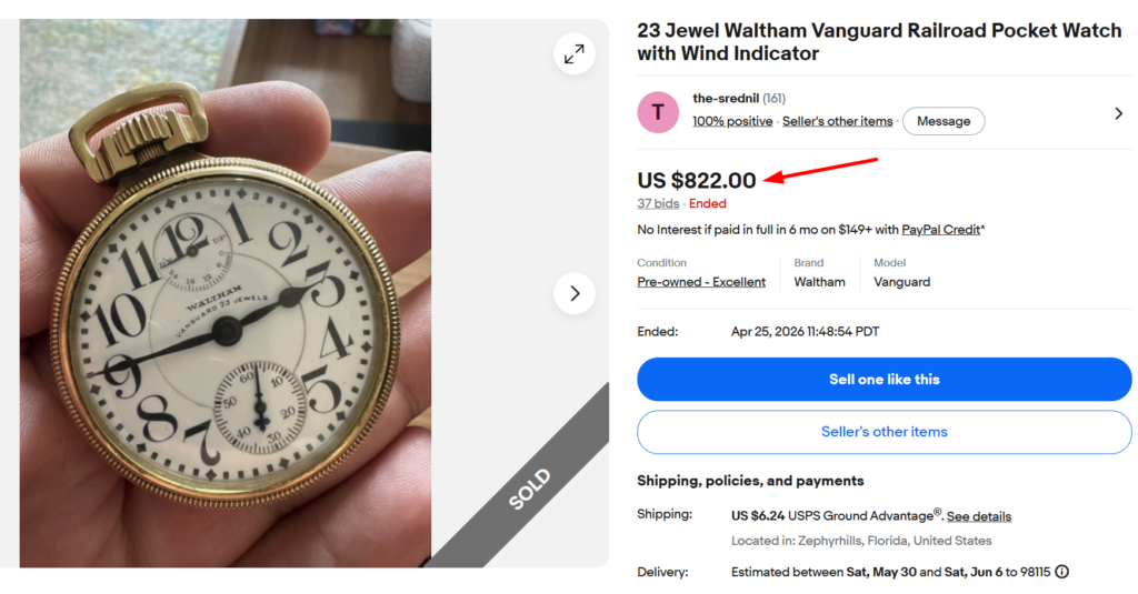 Waltham Vanguard 23-Jewel Railroad