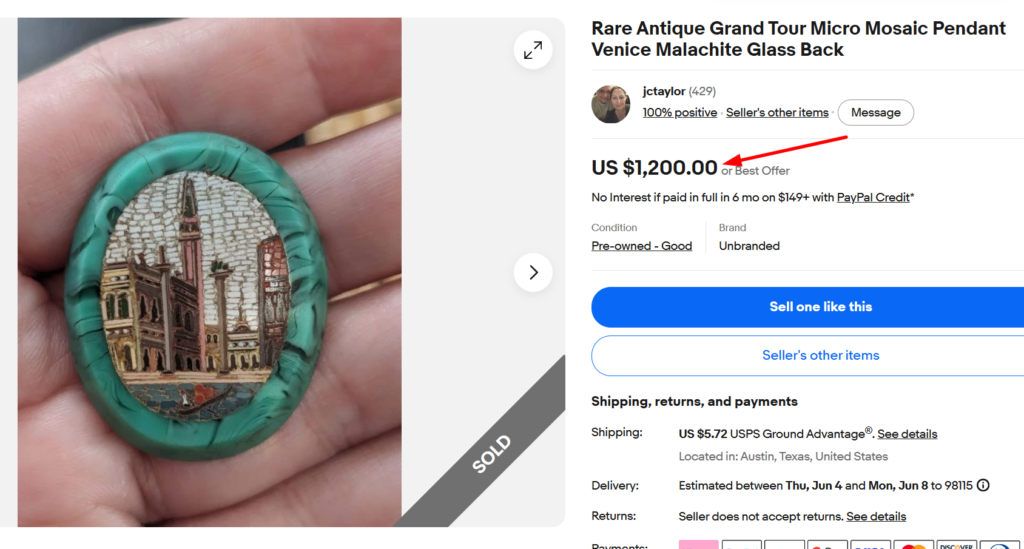 Antique Micro Mosaic Brooch