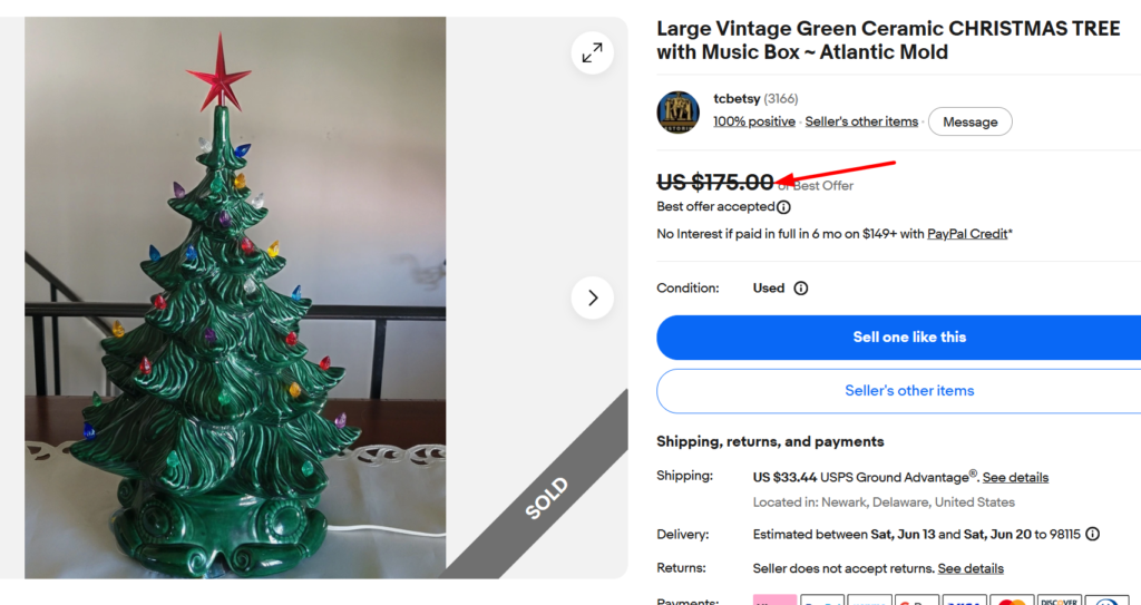Atlantic Mold Two-Piece Tree with Music Box Base