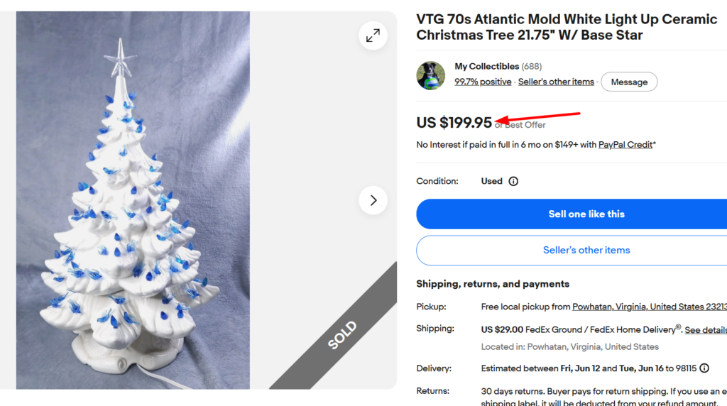 Atlantic Mold White Ceramic Tree with Blue Birds