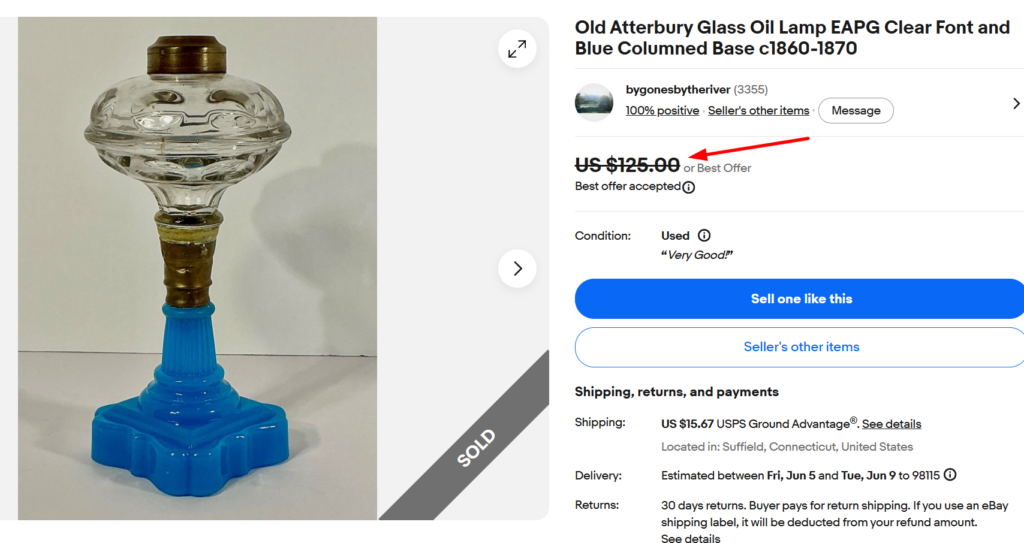 Atterbury & Co. Pressed Glass Oil Lamp