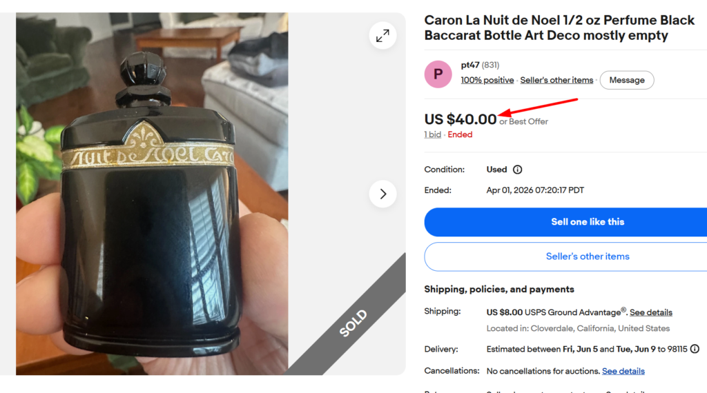 Caron Nuit de Noel Black Baccarat Bottle