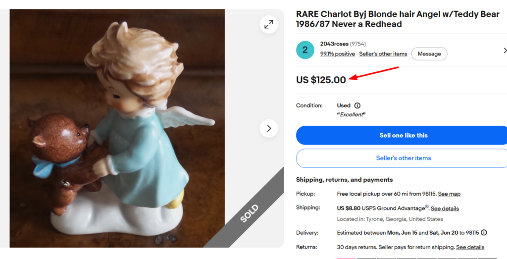 Charlot Byj Angel With Teddy Bear Figurine