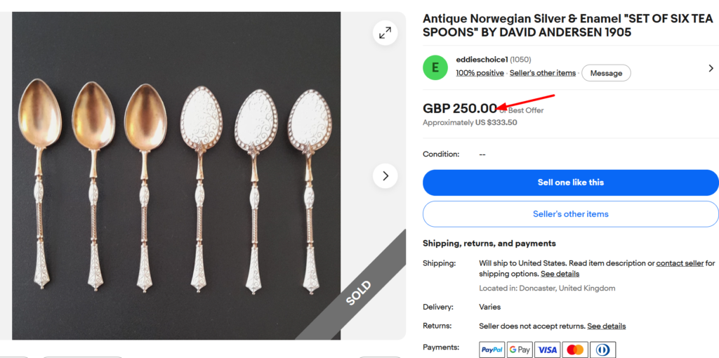 David Andersen Norwegian Enamel Spoon