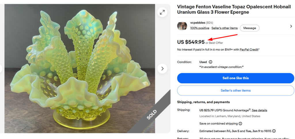 Fenton Hobnail Epergne