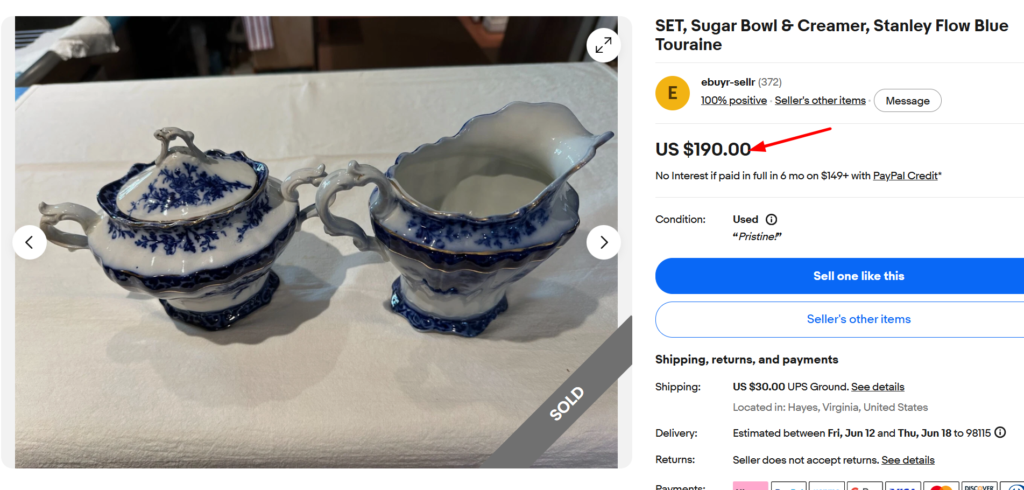 Flow Blue Touraine by Stanley Pottery