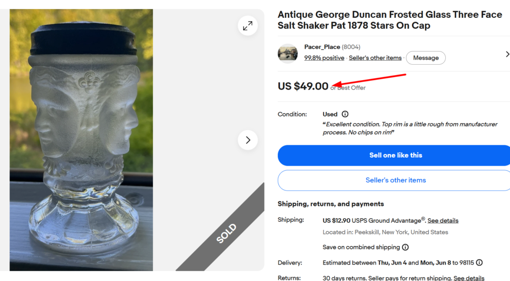 George Duncan & Sons Three Face Salt Shaker