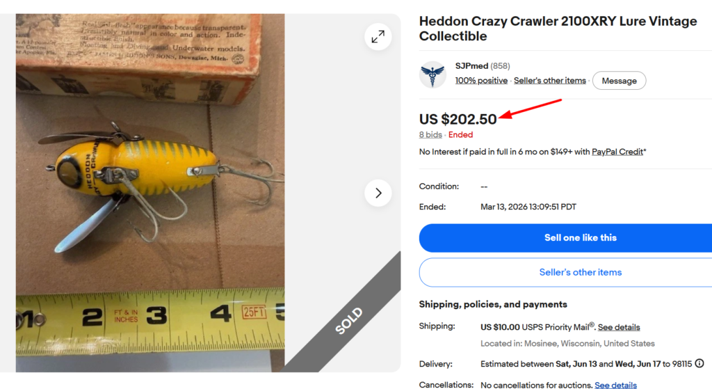 Heddon Crazy Crawler 2100 Wooden Lure