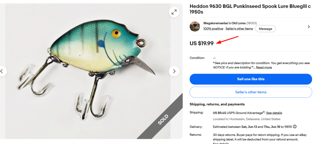 Heddon Punkinseed Spook 9630 (Bluegill Color)