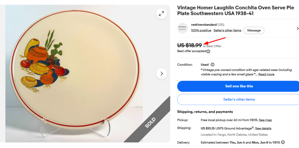 Homer Laughlin Conchita Serve Pie Plate