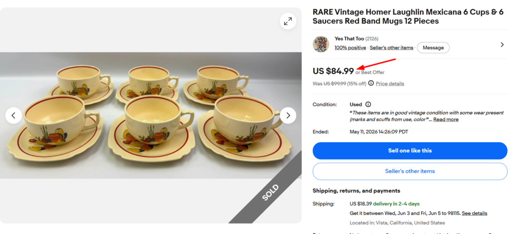 Homer Laughlin Mexicana Cups & Saucers