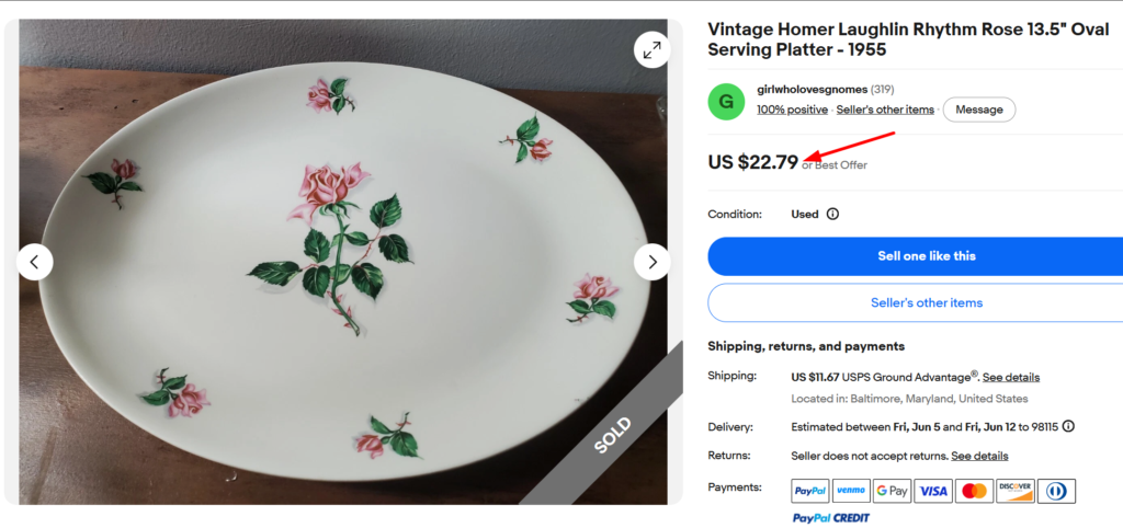 Homer Laughlin Rhythm Rose Platter