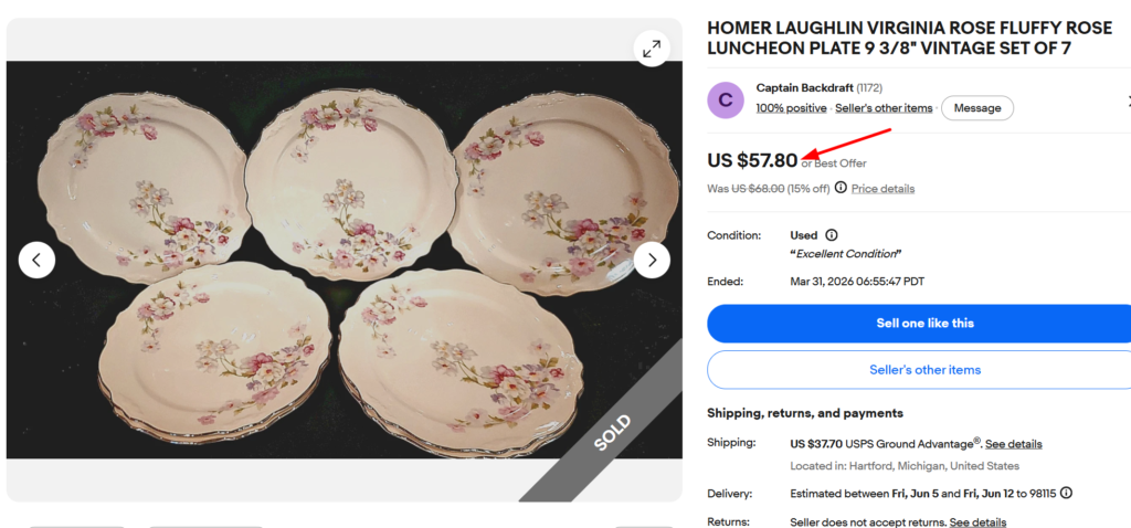 Homer Laughlin Virginia Rose Fluffy Rose Plates