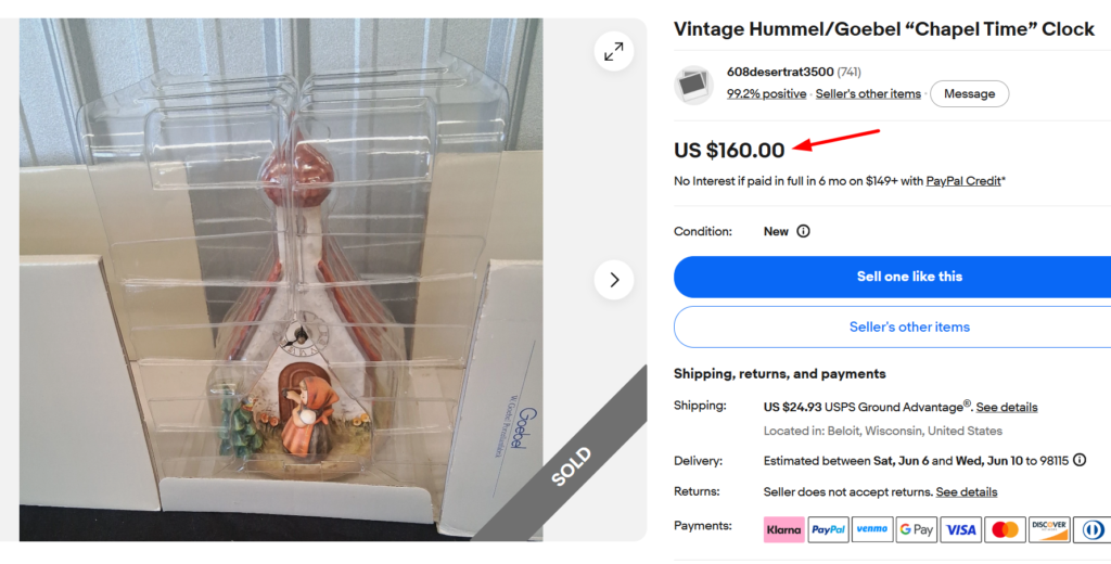 Hummel Chapel Time Clock Figurine