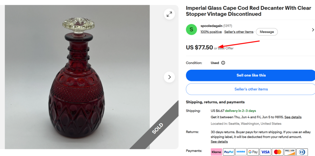 Imperial Glass Cape Cod Decanter