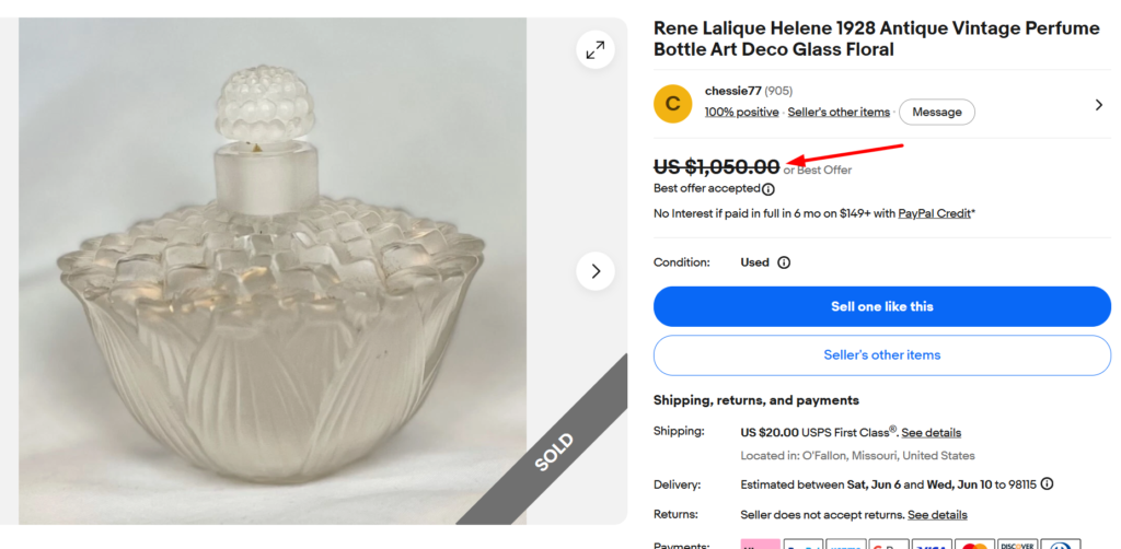 Lalique Helene Perfume Bottle