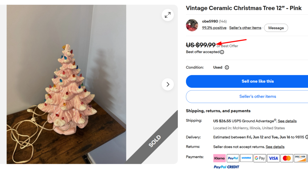 Pink Ceramic Christmas Tree
