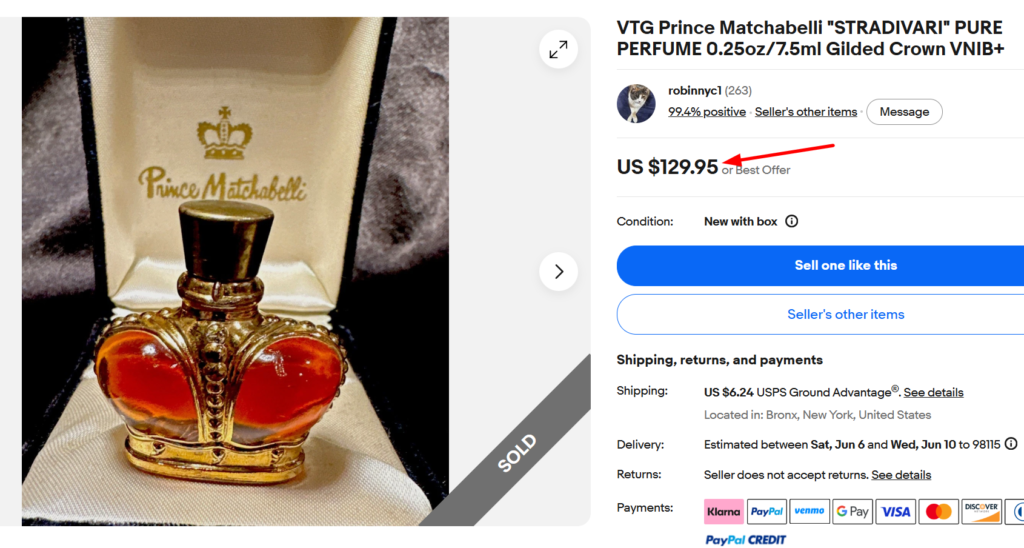 Prince Matchabelli Crown-Shaped Bottle