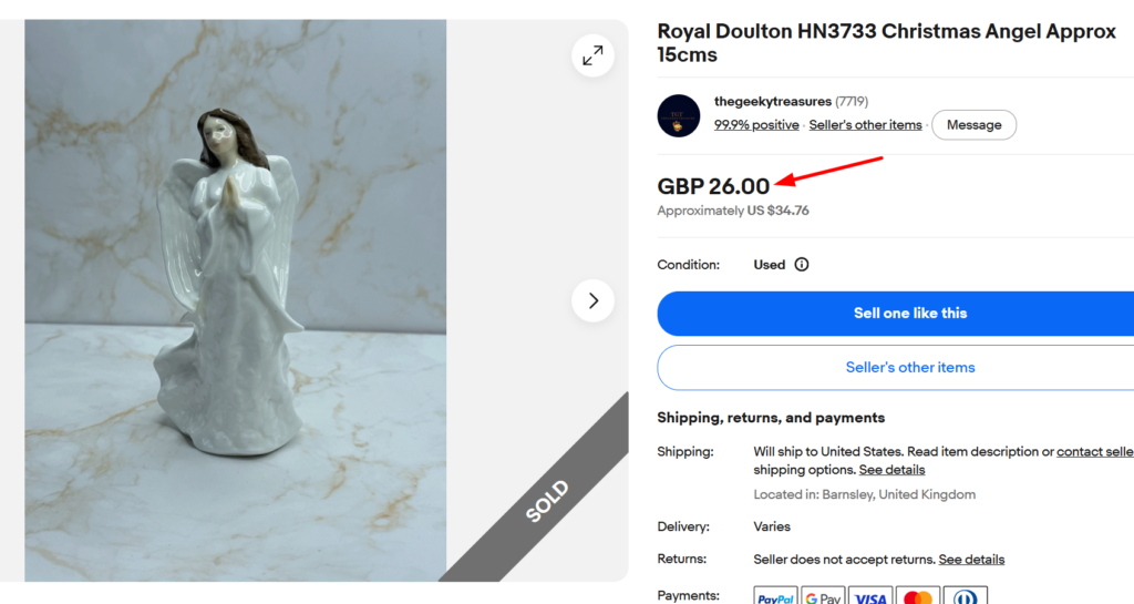 Royal Doulton Christmas Angel HN3733