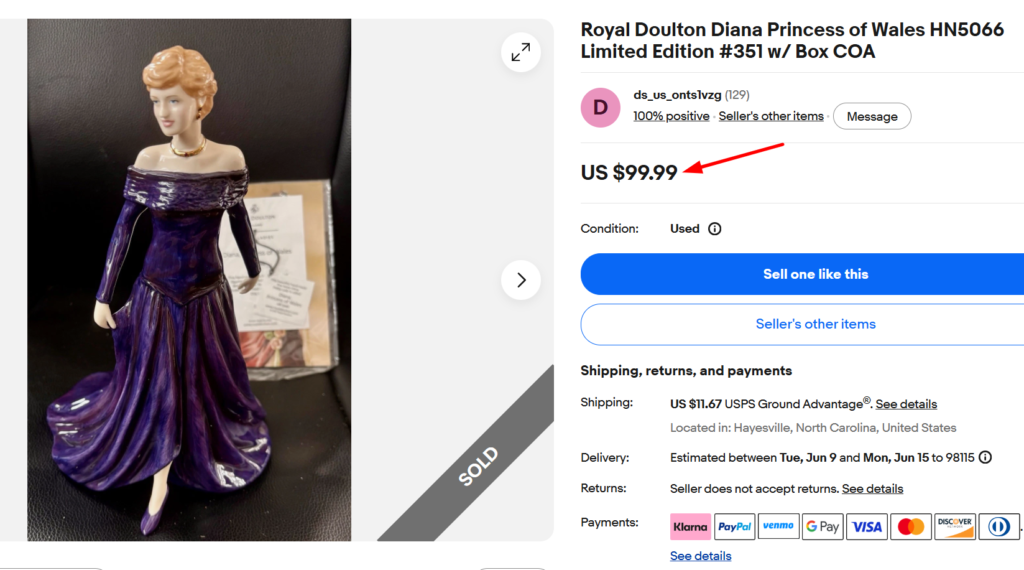 Royal Doulton Diana Princess Limited Edition Figurine
