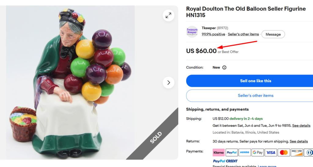 Royal Doulton The Old Balloon Seller Figurine