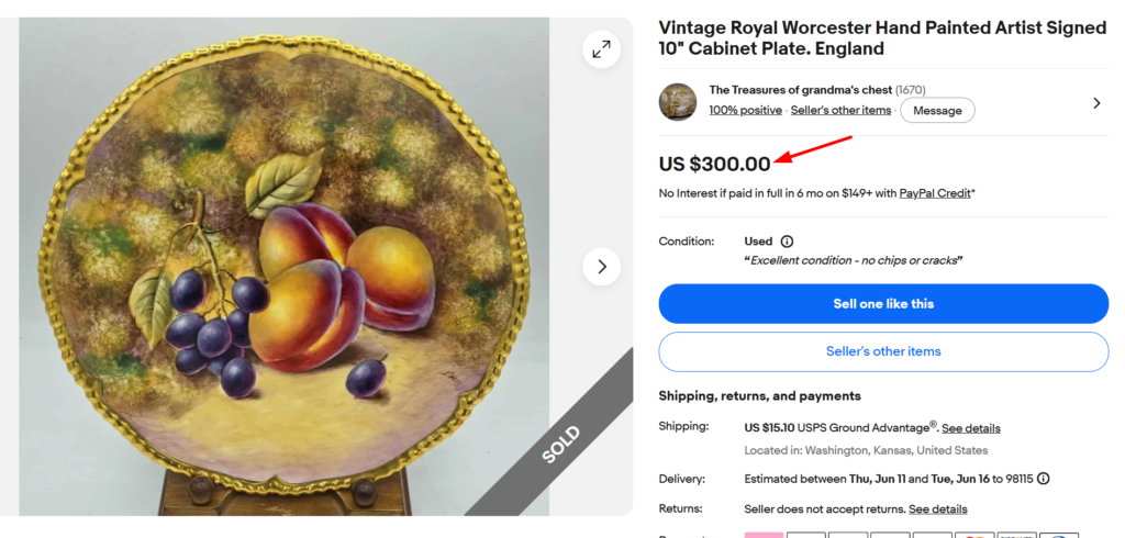 Royal Worcester Hand-Painted Fruit