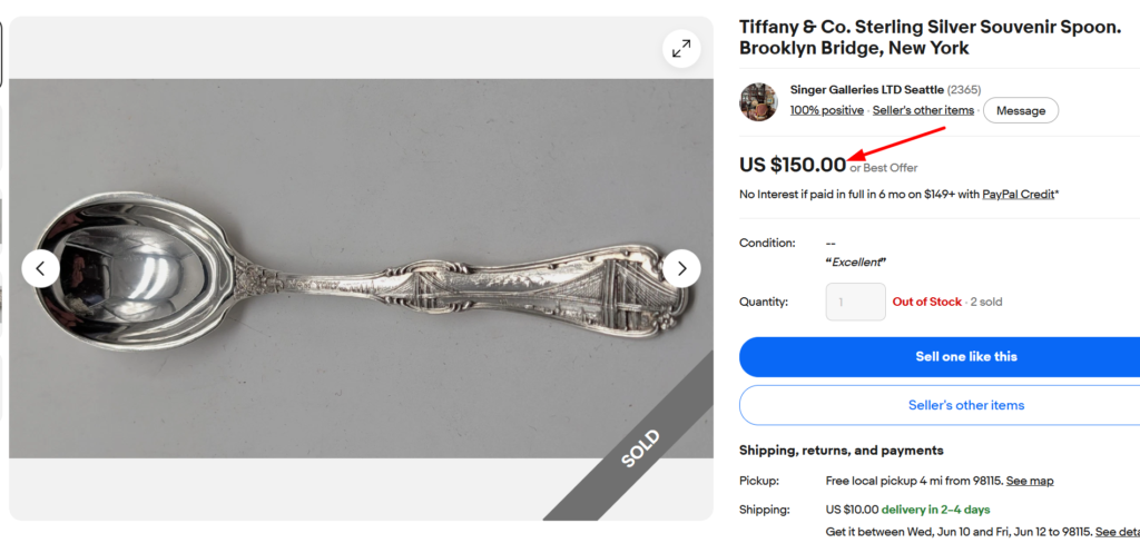 Tiffany & Co. City Souvenir Spoon