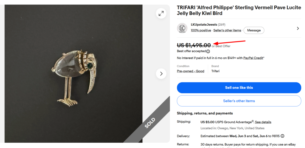 Trifari Jelly Belly Figural Brooch