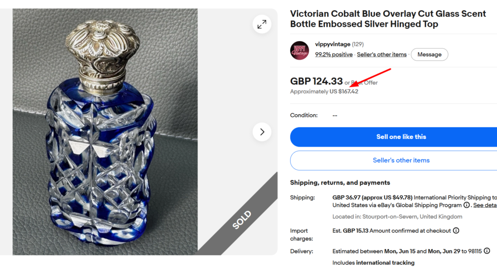 Victorian Cobalt Blue Perfume Bottle