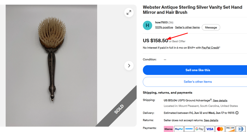 Webster Company Sterling Art Deco Brush Pair