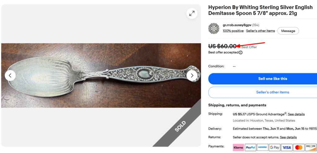 Whiting Manufacturing Demitasse Spoon