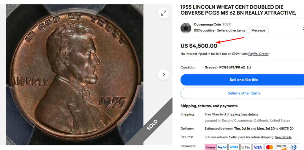 1955 Doubled Die Obverse Wheat Penny