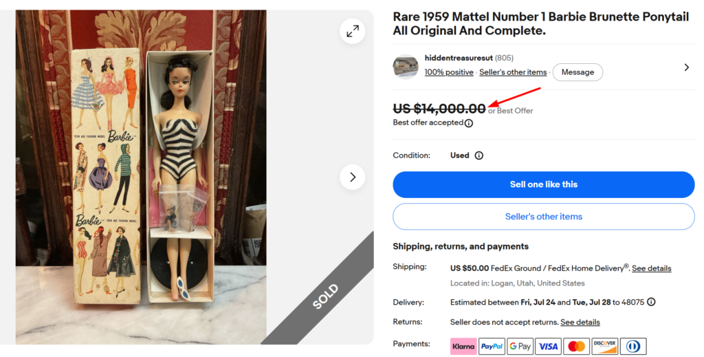 1959 #1 Ponytail Barbie
