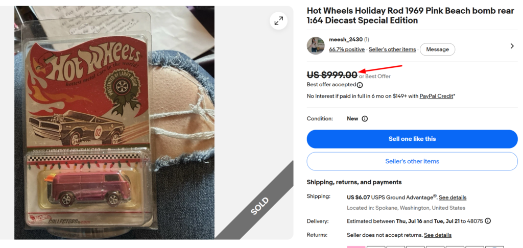 1969 Hot Wheels Volkswagen Beach Bomb