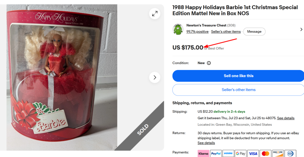 1988 Happy Holidays Barbie #1