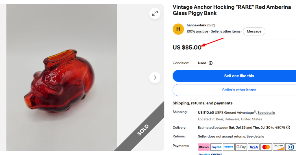 Anchor Hocking Textured Clear Glass Piggy Bank