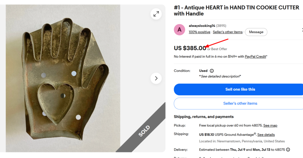 Antique Heart in Hand Cookie Cutter