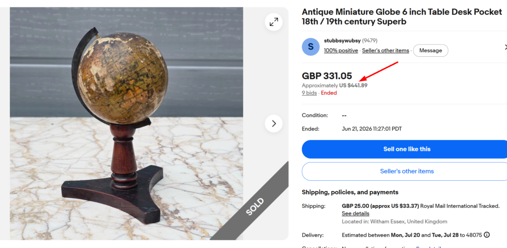 Antique Miniature Globe