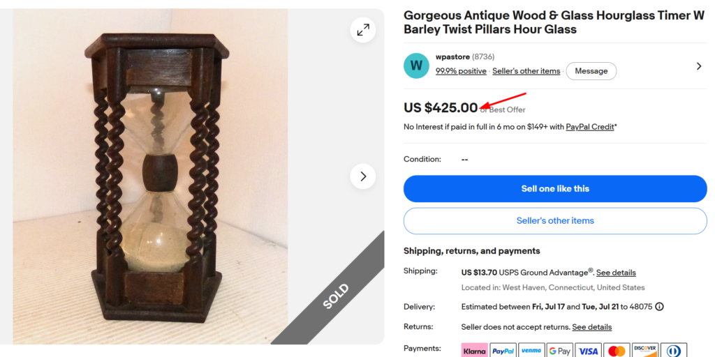Antique and Vintage Hourglass